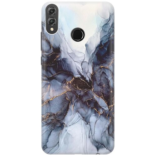 фото Gosso ультратонкий силиконовый чехол-накладка для honor 8x с принтом "черно-белый мрамор"