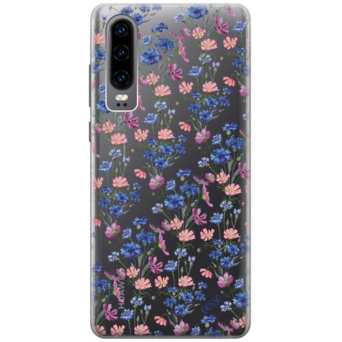 Ультратонкий силиконовый чехол-накладка Transparent для Huawei P30 с 3D принтом Lovely Cornflowers ультратонкий силиконовый чехол накладка transparent для xiaomi redmi 7 с 3d принтом lovely cornflowers