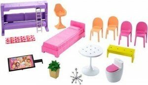 Трехэтажный дом мечты с лифтом, бассейном, горкой и мебелью Barbie - фото №11