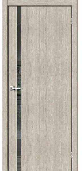 Межкомнатная дверь эко шпон bravo s Браво-1.55 остекленная Cappuccino Melinga mr.wood