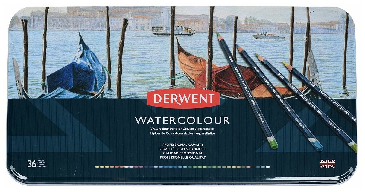 Derwent Набор акварельных карандашей "Watercolour" 36 цв. в металле