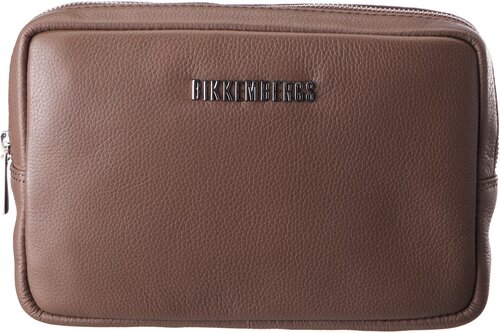 Сумка  клатч BIKKEMBERGS, натуральная кожа, внутренний карман, бежевый, коричневый