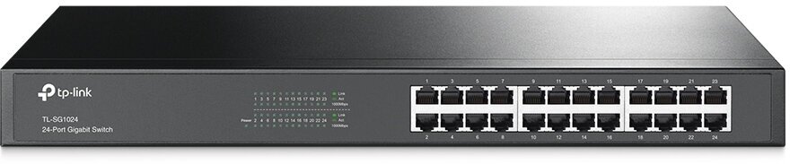 Коммутатор TP-Link TL-SG1024, 24-портовый гигабитный коммутатор, 24 порта RJ45 10/100/1000 Мбит/с, 1U 19-дюймовый