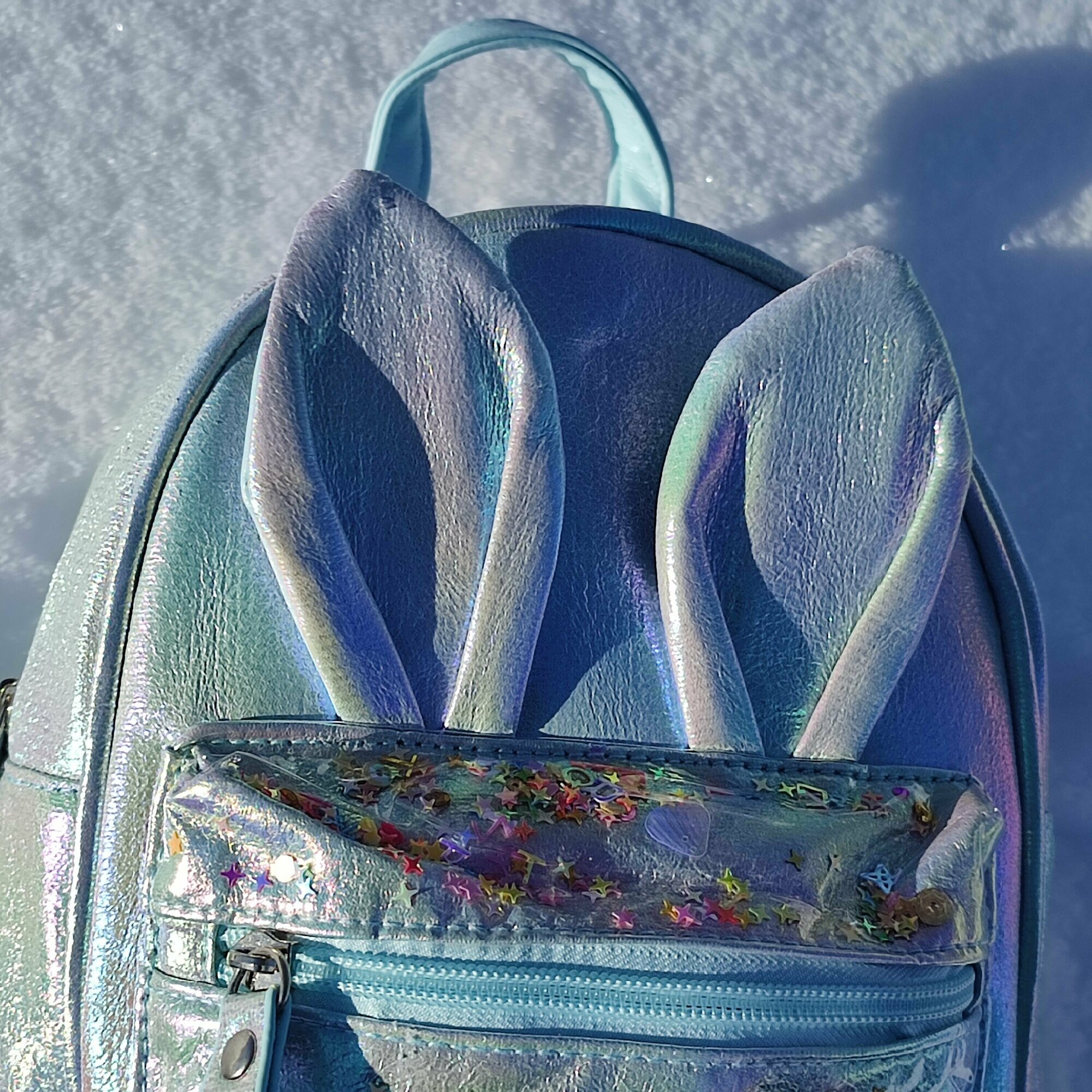 Детский дошкольный мини рюкзак для девочки, голубой металлик