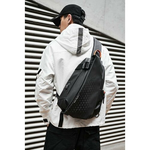 фото Сумка поясная спортивная, синтетический материал, полиэстер, нейлон, черный нет бренда