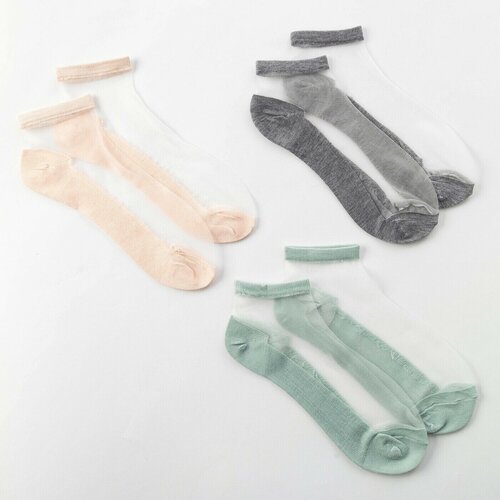 Носки Minaku, размер 36-37, бежевый, оранжевый, серый, коралловый, зеленый подарочный набор детских носков санта рок 3 пары размер 35 38 22 24
