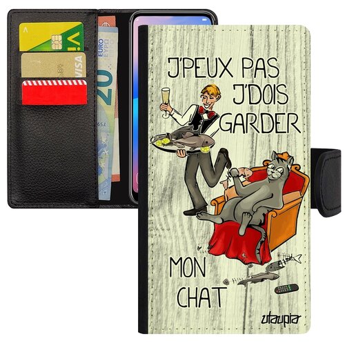 фото Чехол книжка на мобильный iphone se 2020, "не могу - сижу с котом!" шутка пародия utaupia