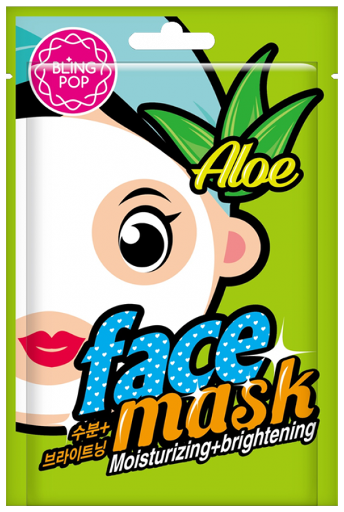 BLING POP Маска тканевая Aloe Moisturizing & Brightening Mask, 20 мл