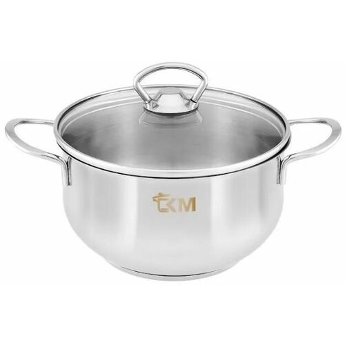 Кастрюля KM METAL AREA 1610 со стеклянной крышкой 18x10см 2,0 л