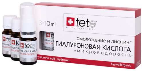 TETe Cosmeceutical Hyaluronic Acid + Algae Extract средство для лица Гиалуроновая кислота с микроводорослями, 10 мл, 3 шт.