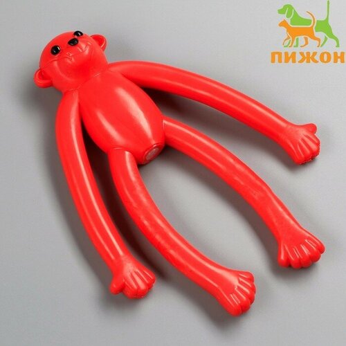 Пижон Игрушка для собак "Обезьяна" с пищалкой, 19,5 см, силикон, красная