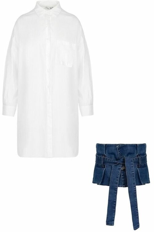 Рубашка  Nero su Bianco, классический стиль, прямой силуэт, корсет, размер u, белый