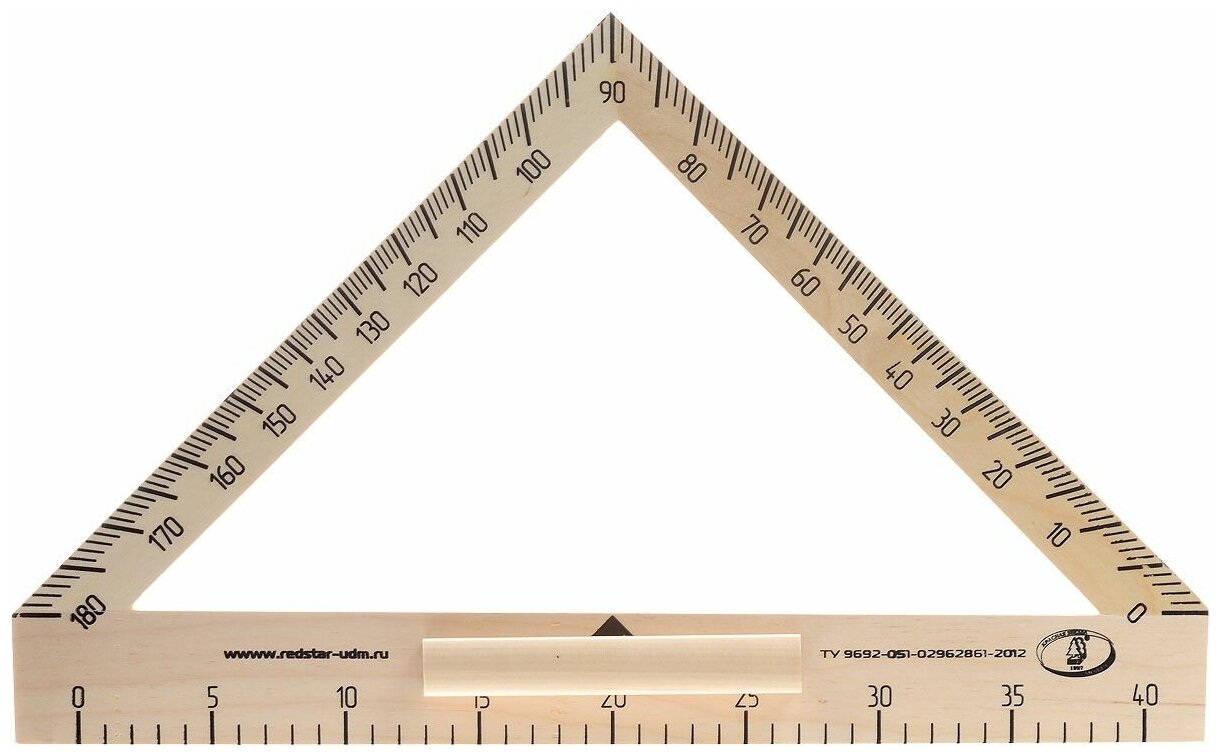 Транспортир для классной доски (транспортир классный) деревянный 40 см, 180 градусов, С176