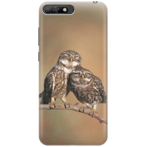 фото Cиликоновый чехол на huawei y6 (2018) / хуавей у6 (2018) с принтом "пара совушек" gosso