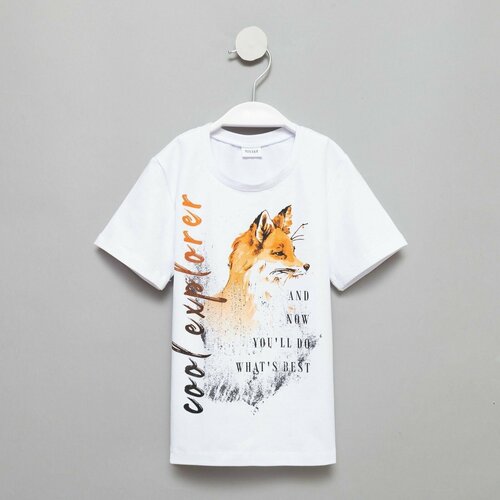 фото Футболка minaku, оверсайз, хлопок, размер 116, белый