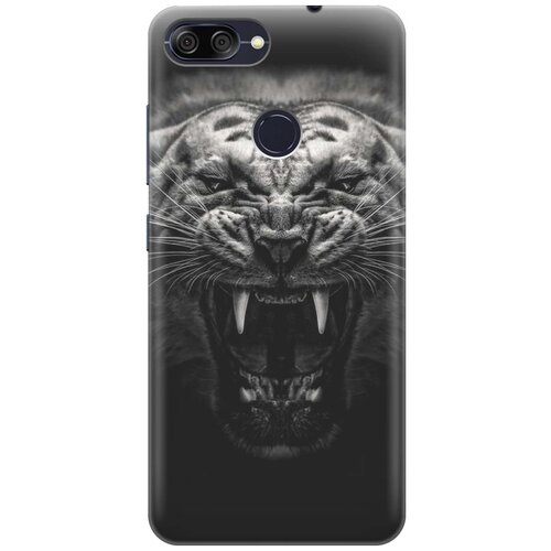 фото Cиликоновый чехол на asus zenfone max plus (m1) zb570tl / асус зенфон макс м1 плюс с принтом "оскал тигра" gosso