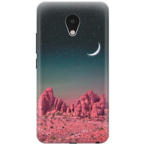 фото Cиликоновый чехол на meizu m5 / мейзу м5 с принтом "месяц над розовыми горами" gosso