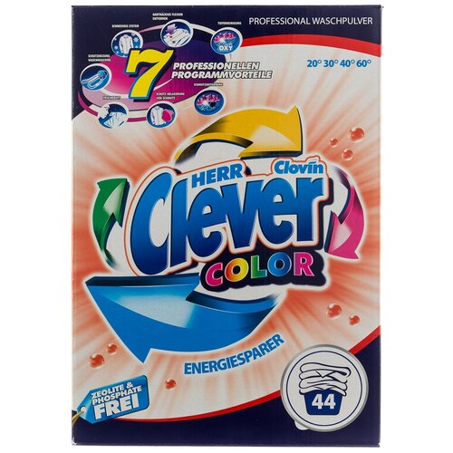 Стиральный порошок Clever Color для цветного белья, 3.25 кг