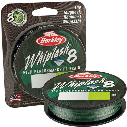 шнур berkley whiplash pro dark green 0 1 1800m Berkley, Шнур Whiplash 8, 270м, 0.28мм, Темнозеленый