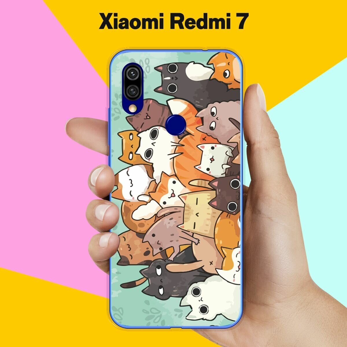 Силиконовый чехол на Xiaomi Redmi 7 Много котов / для Сяоми Редми 7