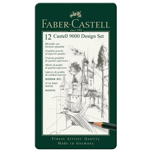 карандаш ч гр castell 9000 hb faber castell Faber-Castell Набор чернографитовых карандашей Castell 9000, 12 шт (119064) зеленый 12 шт.