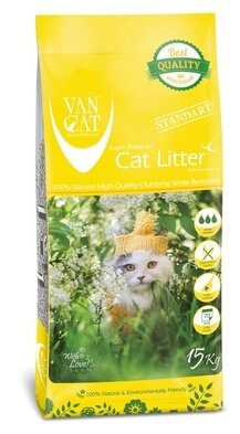 Van cat комкующийся наполнитель стандарт, без пыли, пакет (natural standart), 15,000 кг - фотография № 3