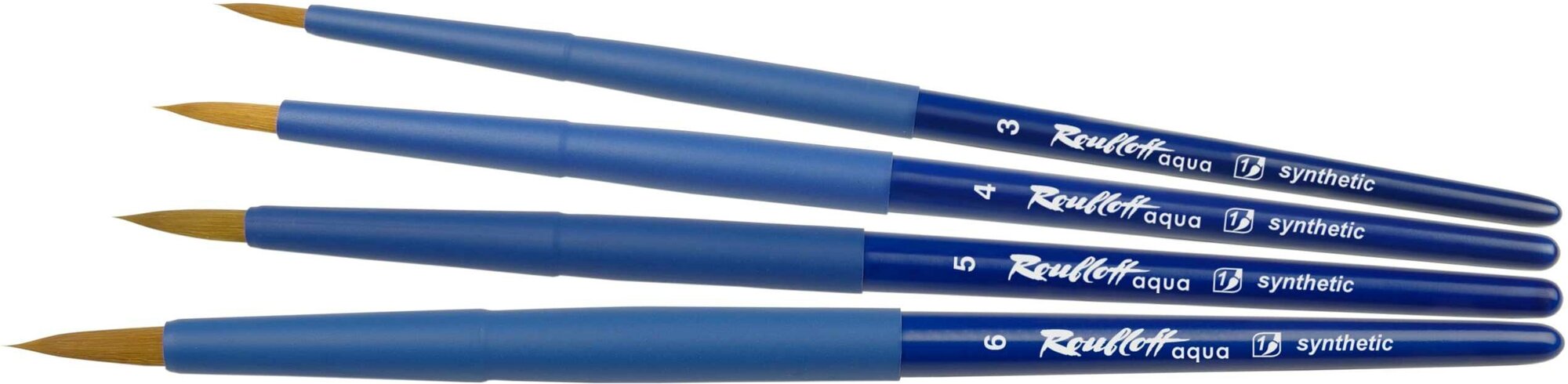 Кисть синтетика №4 круглая Roubloff "Aqua" ручка короткая синяя, покрытие обоймы soft-touch - фото №10