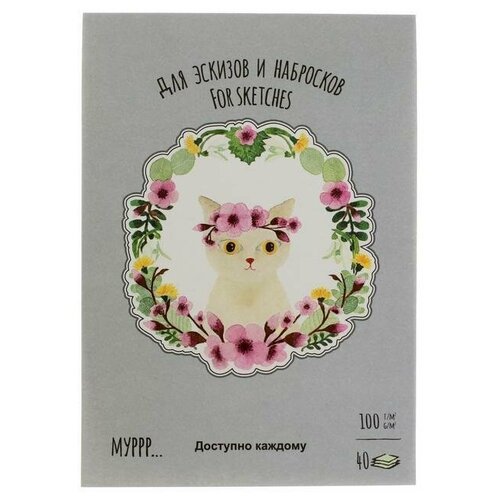 скетчбук планшет 40л а5 лилия холдинг времена кошек зима на склейке светло голубой 140г м2 Планшет для эскизов и зарисовок А5, 40 листов на склейке Времена кошек. Весна, светло-зелёный