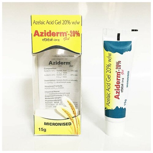 Азидерм 20%, гель с азелаиновой кислотой / Aziderm Gel 20%, Azelaic Acid Gel, 15 гр