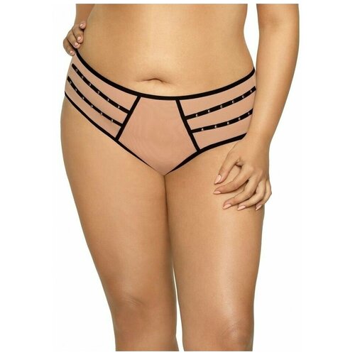 фото Novika, трусики-слипы gillian с декоративными союзками, черные с бежевым, размер xxl