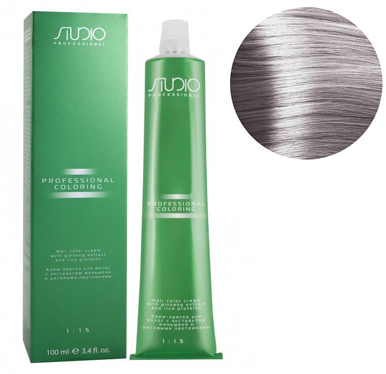Kapous Studio Professional Крем-краска для волос Studio, с рисовыми протеинами и экстрактом женьшеня, тон №8.12, Светлый пепельно-перламутровый блонд