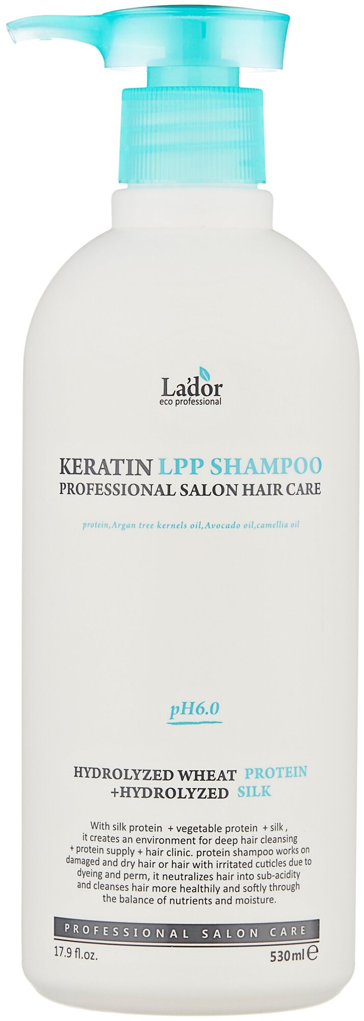 Шампунь для волос с кератином La'dor Keratin LPP Shampoo 500мл пак - фото №1