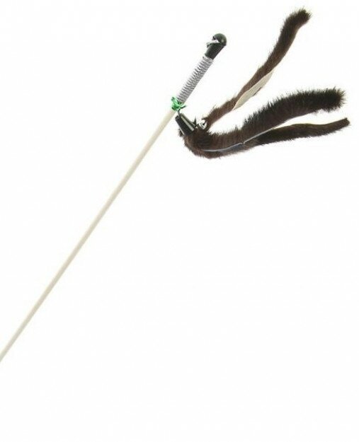 Игрушка для кошек GoSi Дразнилка Норковая пальма на веревке натуральная норка