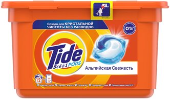 Tide капсулы Альпийская свежесть, контейнер, 12 шт.