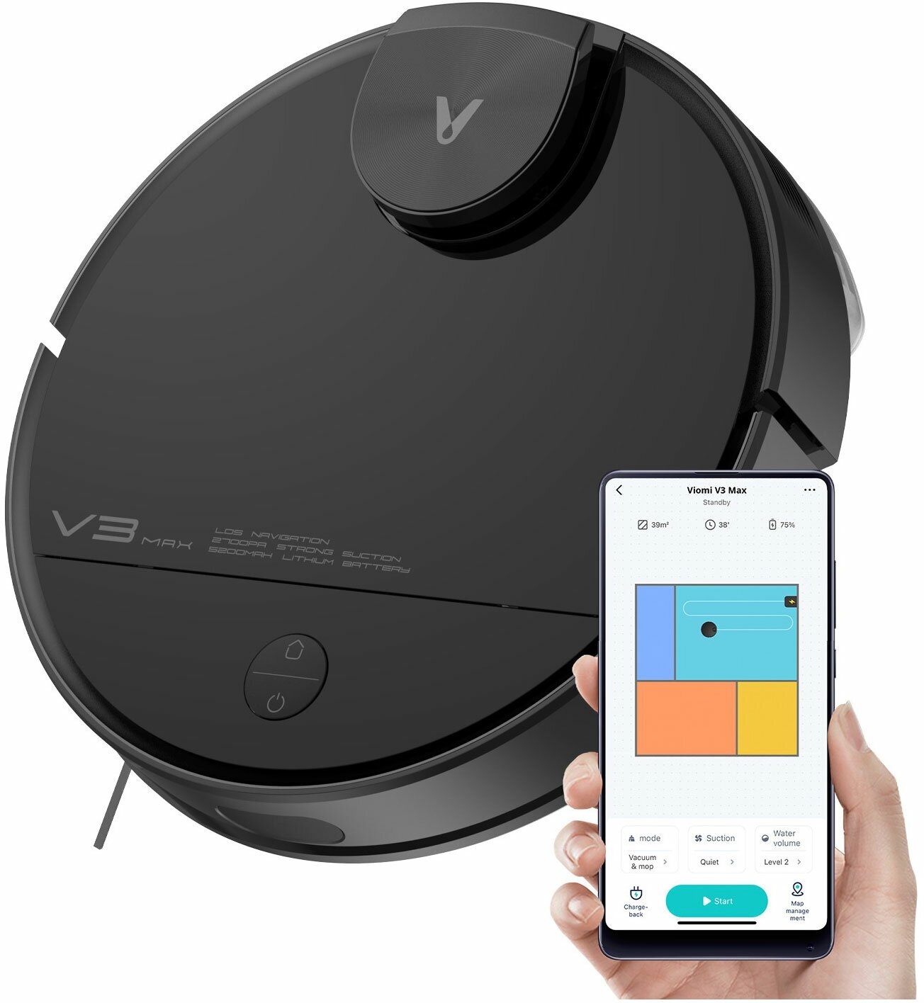 Робот-пылесос Viomi V3 Max, WiFi, сухая/влажная уборка, белый (V-RVCLM27A) Xiaomi - фото №11