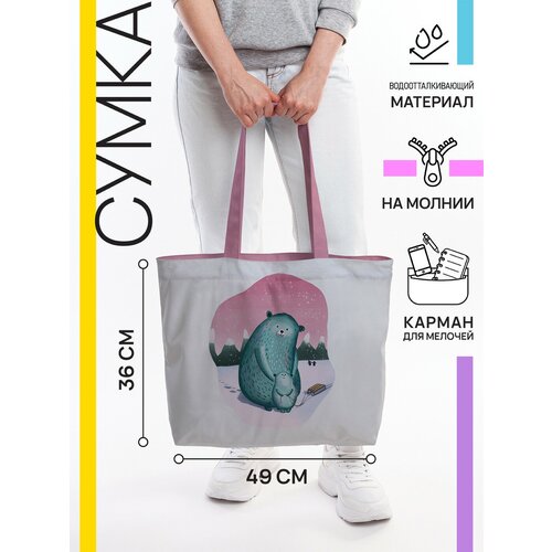 фото Сумка тоут joyarty повседневная, текстиль, вмещает а4, внутренний карман, мультиколор