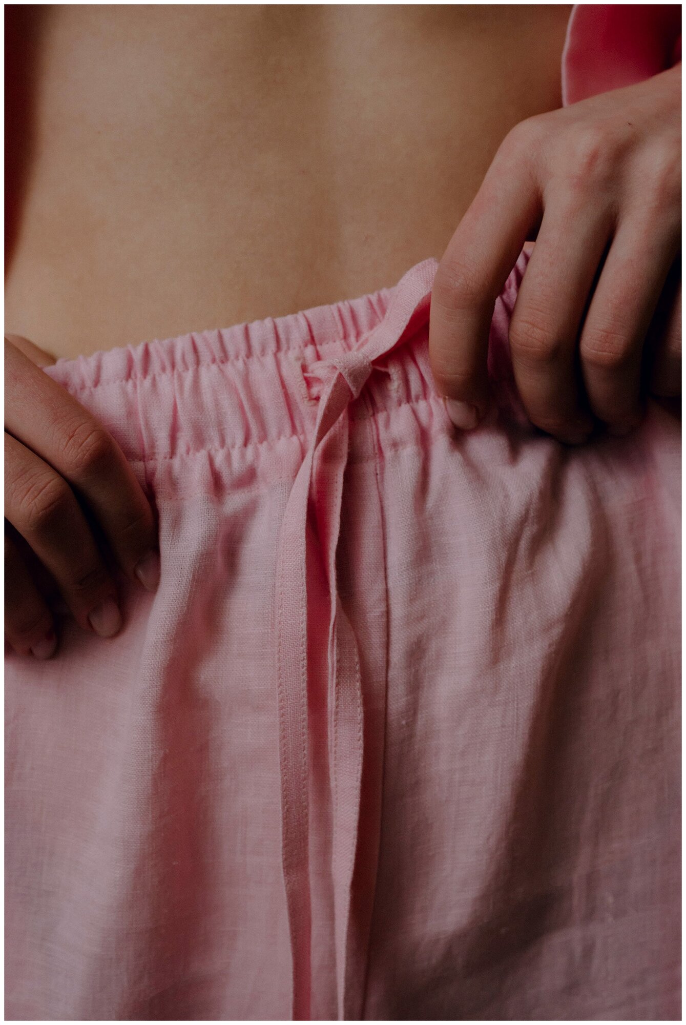 Шорты изо льна на резинке, MY NUDE NYMPH, розовый - фотография № 5