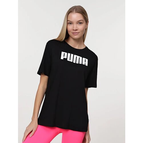 фото Футболка для фитнеса puma, силуэт прямой, размер xs, черный