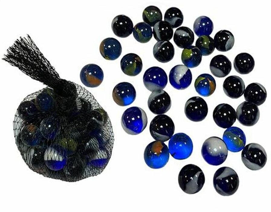 Стеклянные шарики Riota камешки марблс/грунт стеклянный, Блестящие прозрачные с узором, разноцветный, 16 мм, 35 шт