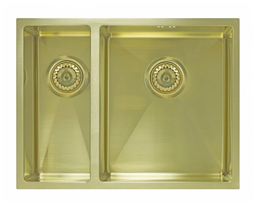 Кухонная мойка Seaman Eco Marino SME-575DL Light Gold (PVD, Gold 2, satin), стандартная комплектация - Светлое золото сатин