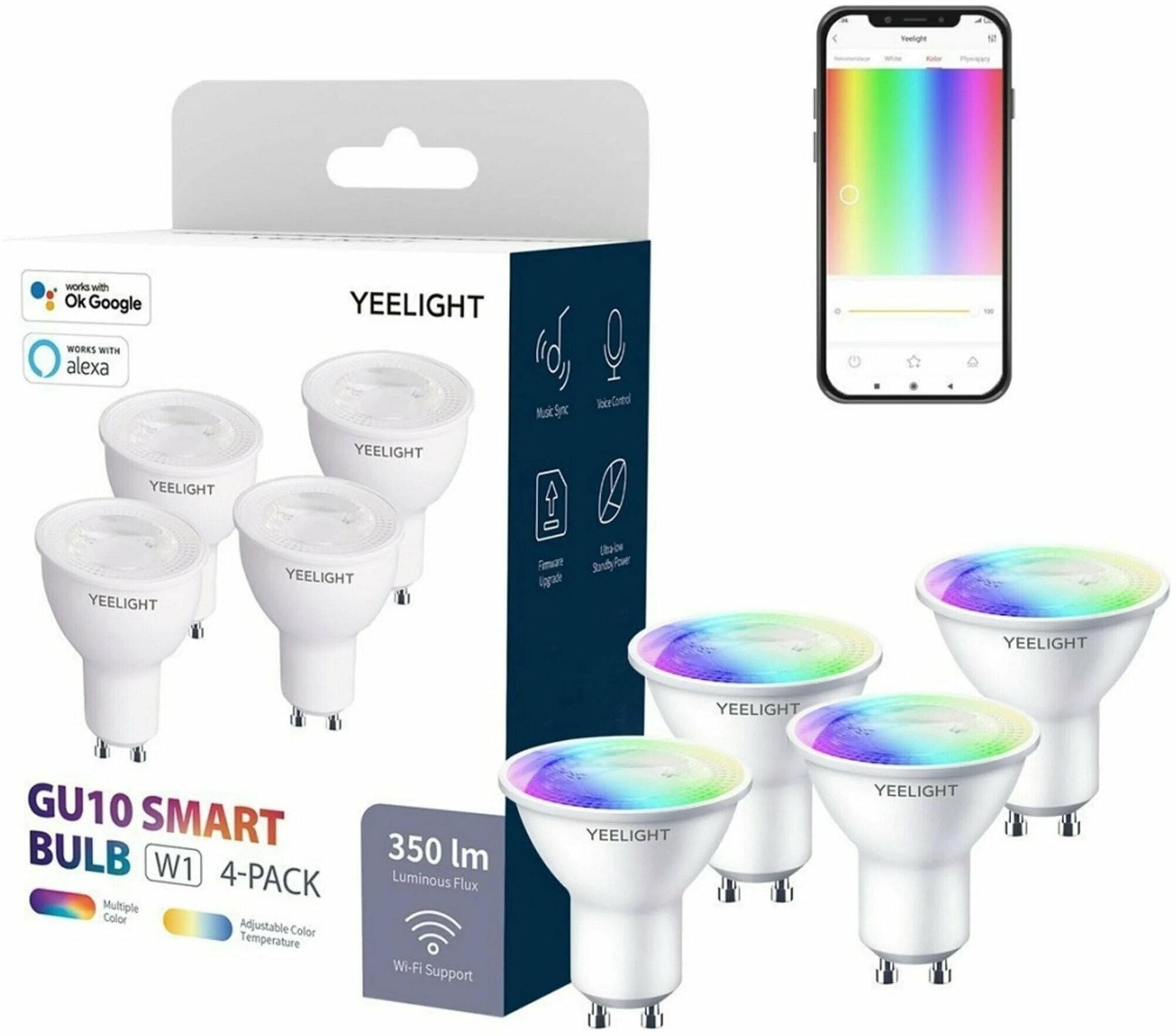 Умная лампочка Yeelight YGYC0120005WTEU GU10 Smart bulb W1 Dimmable 4 ...