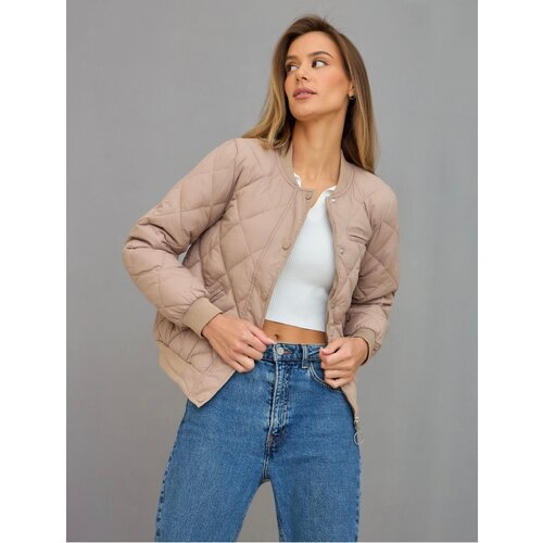  бомбер  Tiya Moda, демисезон/лето, стеганая, размер 46, коричневый