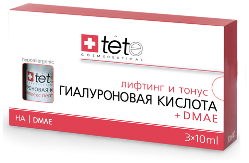 TETe Cosmeceutical Hyaluronic Acid + DMAE средство для лица Гиалуроновая кислота с ДМАЕ, 10 мл, 3 шт.