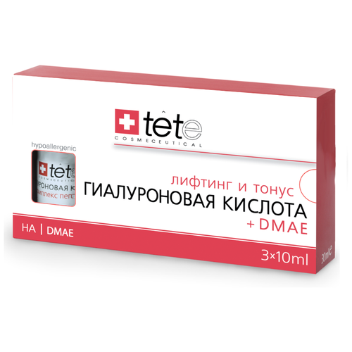 TETe Cosmeceutical Hyaluronic Acid + DMAE средство для лица Гиалуроновая кислота с ДМАЕ, 10 мл, 3 шт. гиалуроновая кислота дмае tete hyaluronic acid dmae 10 ml