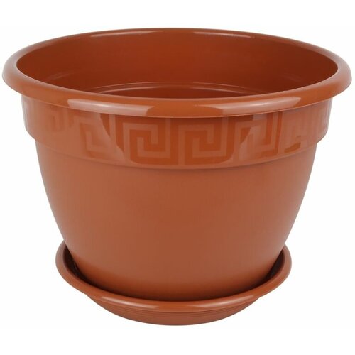 Горшок для цветов, 1,6 л, с поддоном, диаметр 17 см, набор 3 шт.