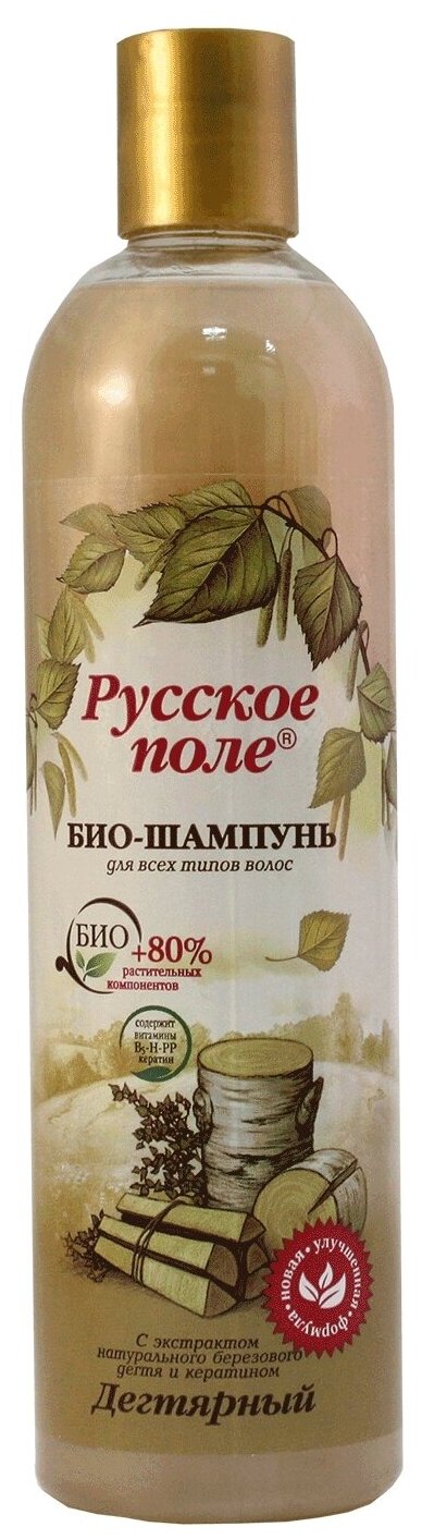 Русское Поле био-шампунь Дегтярный для всех типов волос, 400 мл