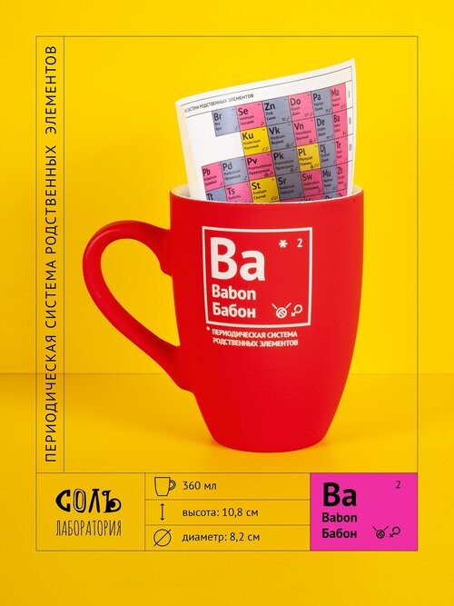 Кружка чашка для чая для кофе «Бабон» с покрытием софт-тач, ярко-красная 320 мл