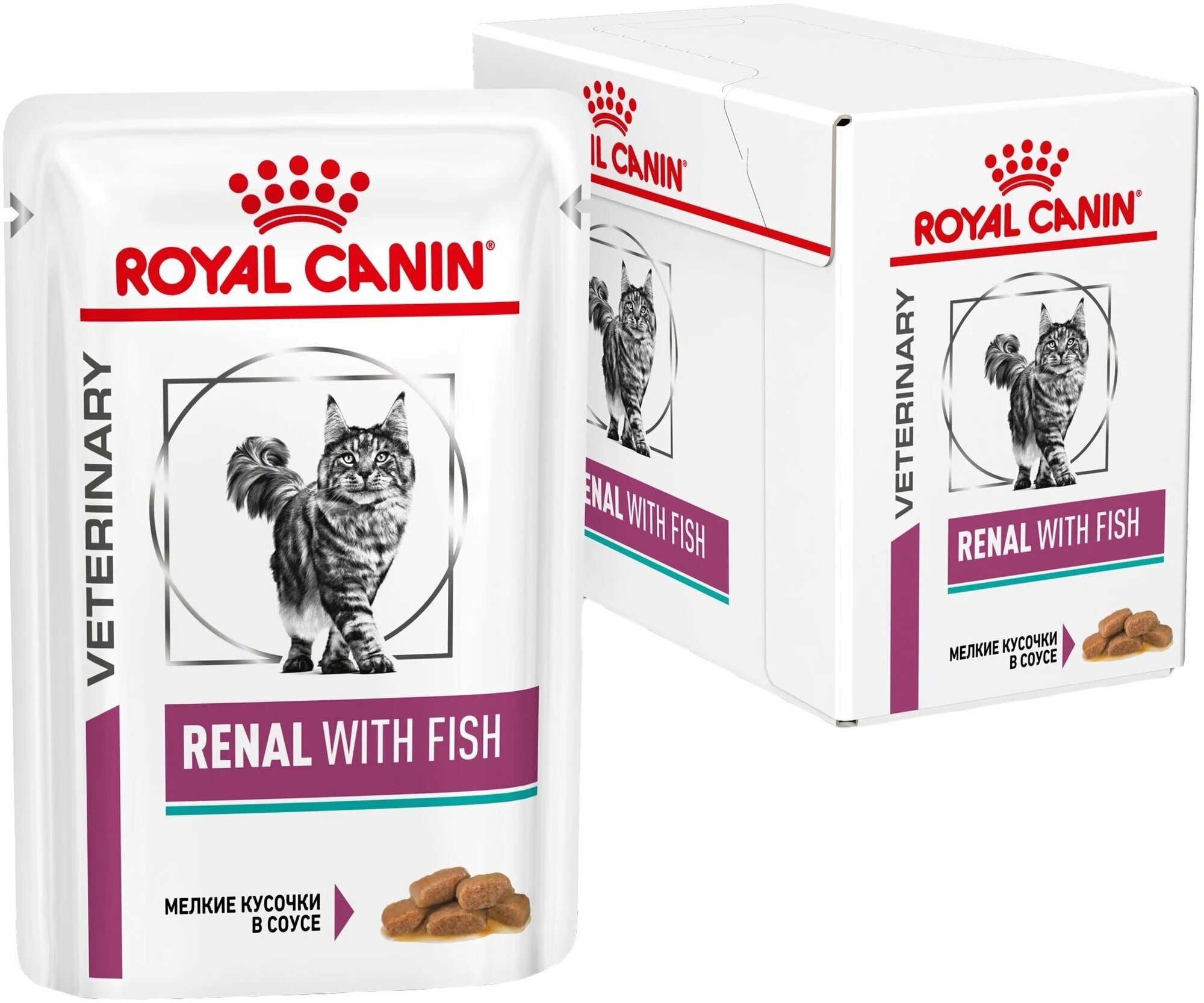 Корм для кошек Royal Canin Renal, при проблемах с почками, с тунцом 12 шт. х 85 г (кусочки в соусе)