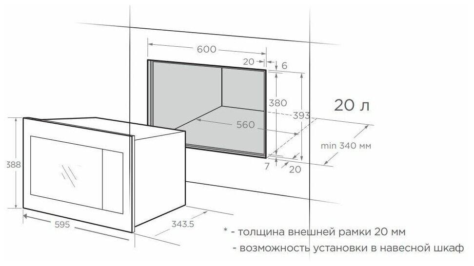 Встраиваемая микроволновая печь Comfee CBM200GB