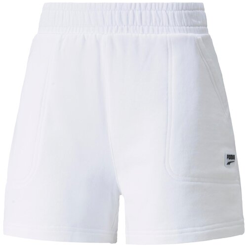 фото Шорты puma downtown high waist shorts, карманы, пояс на резинке, размер l, белый